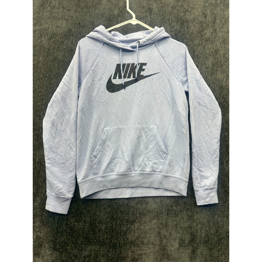 Nike Essential Hoodie Womens XS Blue Swoosh French Terry Kangaroo Pockets Cotton